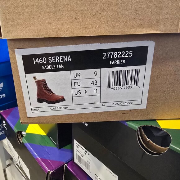 Dr Martens 1460 Serena Fur Lined DMS Saddle Tan Leather Combat Boots Mens SZ 10 - Picture 9 of 9